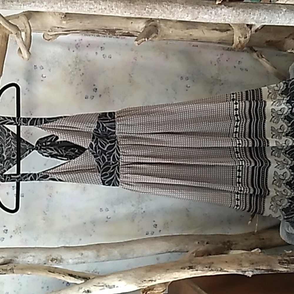 FATE Prairie Boho Patchwork Inspired Lined Tie Back Closure Maxi Dress Size 12